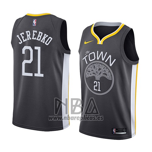 Camiseta Golden State Warriors Jonas Jerebko NO 21 Statement 2018-19 Negro